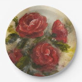 Rote Rosen Pappteller (Vorderseite)