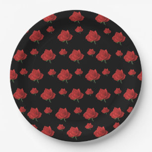 Rote Rosen Pappteller