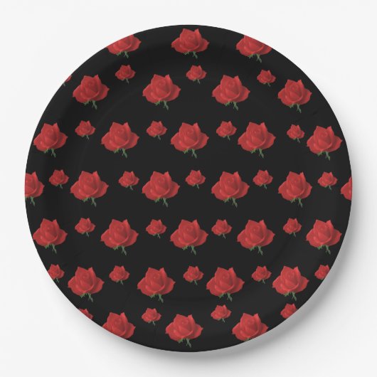 Rote Rosen Pappteller (Vorderseite)