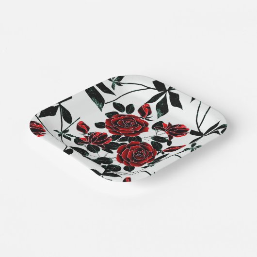 Rote Rosen. Pappteller (Gewinkelt)