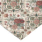 Rote Rosen Pastellgrün Fliesen Shabby Chic Dekorat Großer Tischläufer (Ecke)