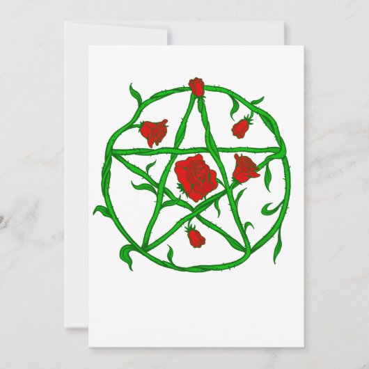 rote Rosen pentagram gothischer Weiße Einladung (Vorderseite)
