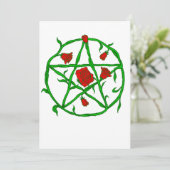 rote Rosen pentagram gothischer Weiße Einladung (Stehend Vorderseite)