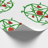 rote Rosen pentagram gothischer Weiße Geschenkpapier (Ecke)