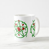 rote Rosen pentagram gothischer Weiße Kaffeetasse (VorderseiteRechts)