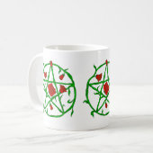 rote Rosen pentagram gothischer Weiße Kaffeetasse (Vorderseite Links)
