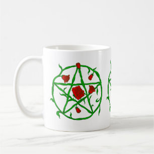 rote Rosen pentagram gothischer Weiße Kaffeetasse