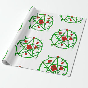 rote Rosen Pentagramm Goth gothisch Hexe Geschenkpapier