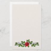 Rote Rosen, Perlen und Blätter Papier (Vorne/Hinten)