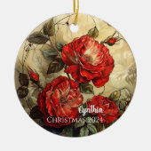 Rote Rosen Personalisiert Ornament (Vorne)