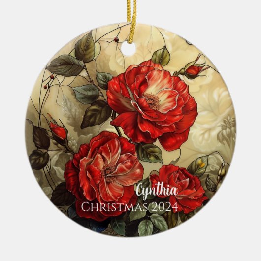 Rote Rosen Personalisiert Ornament (Vorne)