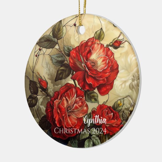 Rote Rosen Personalisiert Ornament (Links)