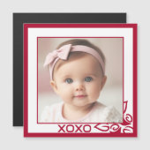 Rote Rosen Personalisiertes Baby-Foto Magnetkarte (Vorne/Hinten)