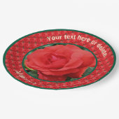 Rote Rosen Personalisiertes Party Pappteller (Schrägansicht)
