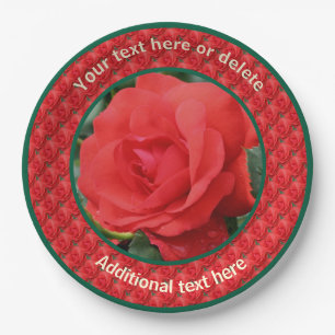 Rote Rosen Personalisiertes Party Pappteller