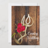 Rote Rosen-, Pferdchen- und Braunwaldlandhochzeit Einladung (Vorderseite)