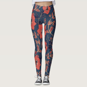 Rote Rosen Pfingstrosen dunkler Hintergrund Leggings