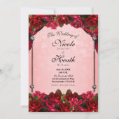 Rote Rosen & Pink Glam Wedding Einladung (Vorderseite)