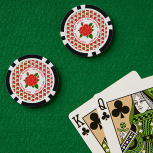 Rote Rosen Poker Chips zum Geburtstag