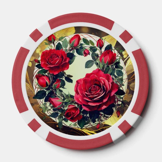 Rote Rosen Pokerchips (Rückseite)