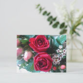 rote Rosen Postkarte (Stehend Vorderseite)
