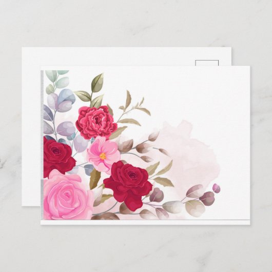 Rote Rosen Postkarte (Vorne/Hinten)