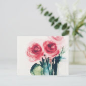 Rote Rosen Postkarte (Stehend Vorderseite)