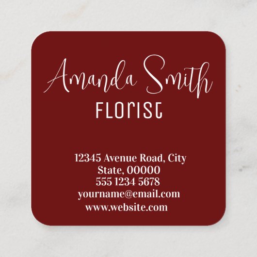 rote Rosen Quadratische Visitenkarte (Rückseite)