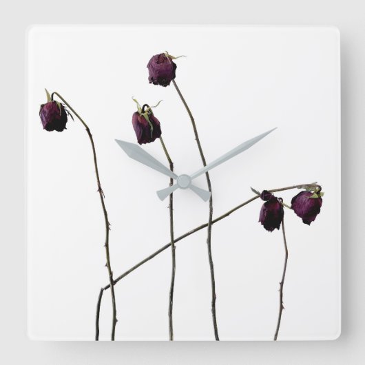 Rote Rosen Quadratische Wanduhr (Vorderseite)