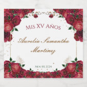 Rote Rosen Quinceañera Champagner Flaschenetikette Schaumweinetikett (Einzelnes Label)