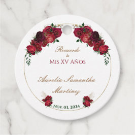 Rote Rosen Quinceañera Gastgeschenk Tags Geschenkanhänger