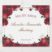 Rote Rosen Quinceañera Liquor Flaschen Etiketten (Einzelnes Label)