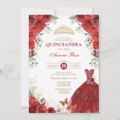 Rote Rosen Quinceañera Mis Quince 15. Geburtstag Einladung (Vorderseite)