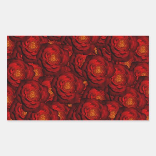 Rote Rosen Rechteckiger Aufkleber (Vorderseite)