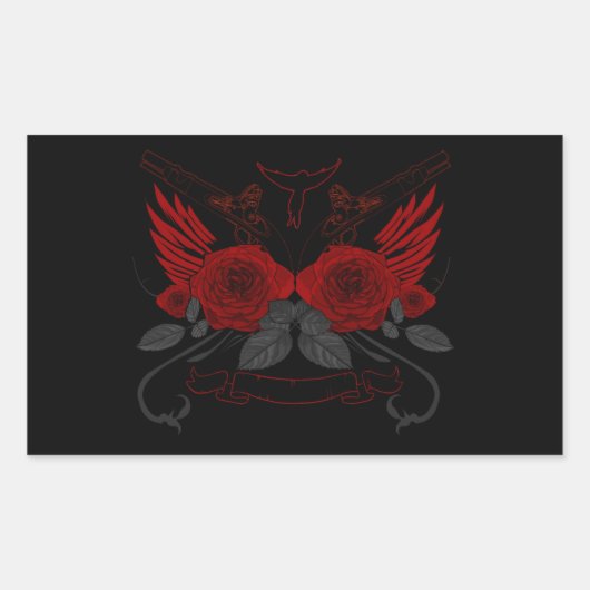 Rote Rosen Rechteckiger Aufkleber (Vorderseite)