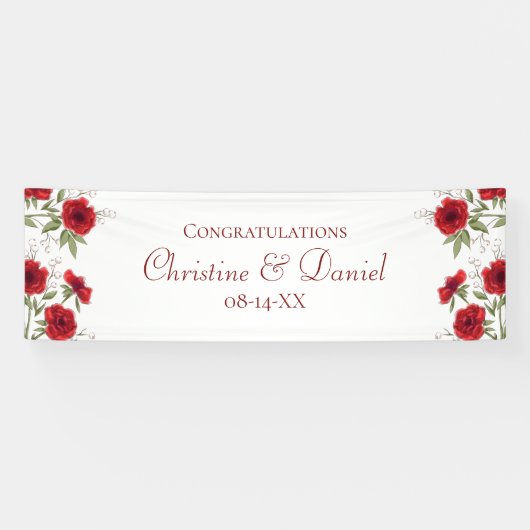 Rote Rosen Romantische Hochzeit Banner (Horizontal)