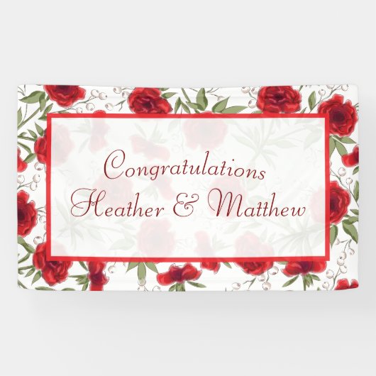 Rote Rosen Romantische Hochzeit Banner (Horizontal)