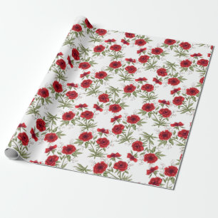 Rote Rosen Romantische Hochzeit Geschenkpapier