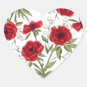 Rote Rosen Romantische Hochzeit Herz-Aufkleber