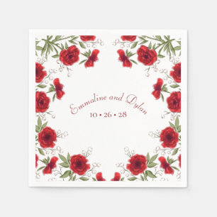 Rote Rosen Romantische Hochzeit Serviette