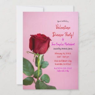Rote Rosen Rosa Florale Dinnerparty-Veranstaltung  Einladung