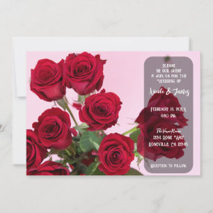 Rote Rosen Rosa Romantischer Blumenstrauß Hochzeit Einladung