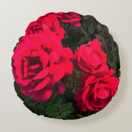 Rote Rosen Rosarium Rundes Kissen
