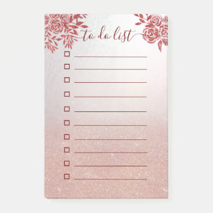 Rote Rosen Rose Gold Glitzer ombre "to do list" Post-it Klebezettel