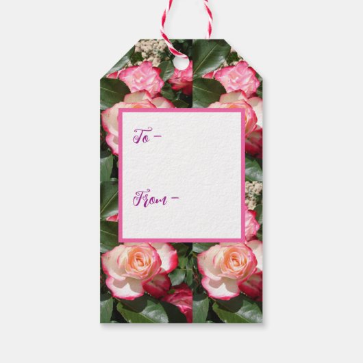 Rote Rosen Rose Weißer Blume Hütte Gartenanlage Geschenkanhänger (Rückseite)