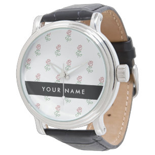 Rote Rosen, Rosenmuster, Ihr Name Armbanduhr