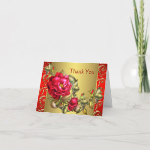 Rote Rosen Rot Gold Danksagungskarten Dankeskarte