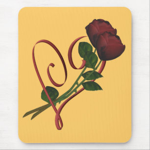 Rote Rosen Rotes Herz Blume Mousepad