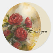 Rote Rosen Runder Aufkleber (Vorderseite)