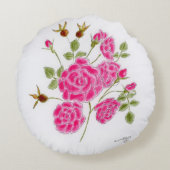 Rote Rosen Rundes Kissen (Rückseite)